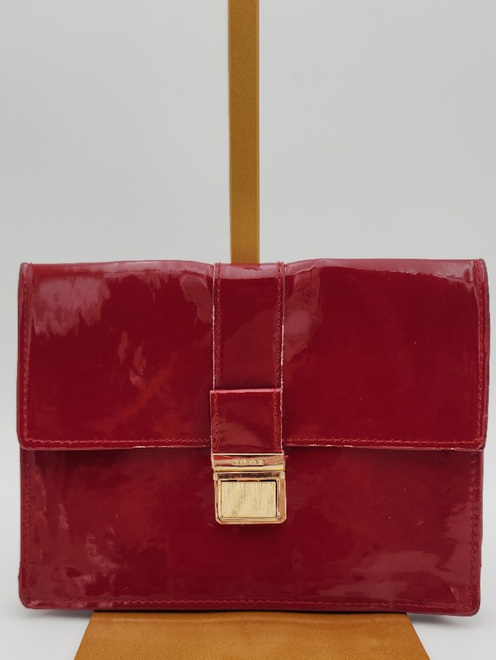 Miu Miu Red Patent Satchel with Gold-Tone Clasp - Project Piece
